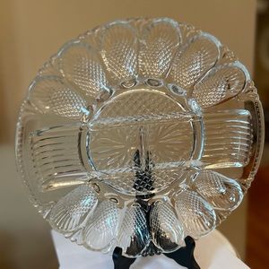 Vintage MCM LE Smith divided Egg Plate and relish dish.